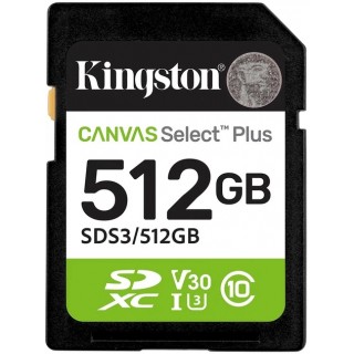 Kingston 512GB SDXC Canvas Select Plus Gen3 U3